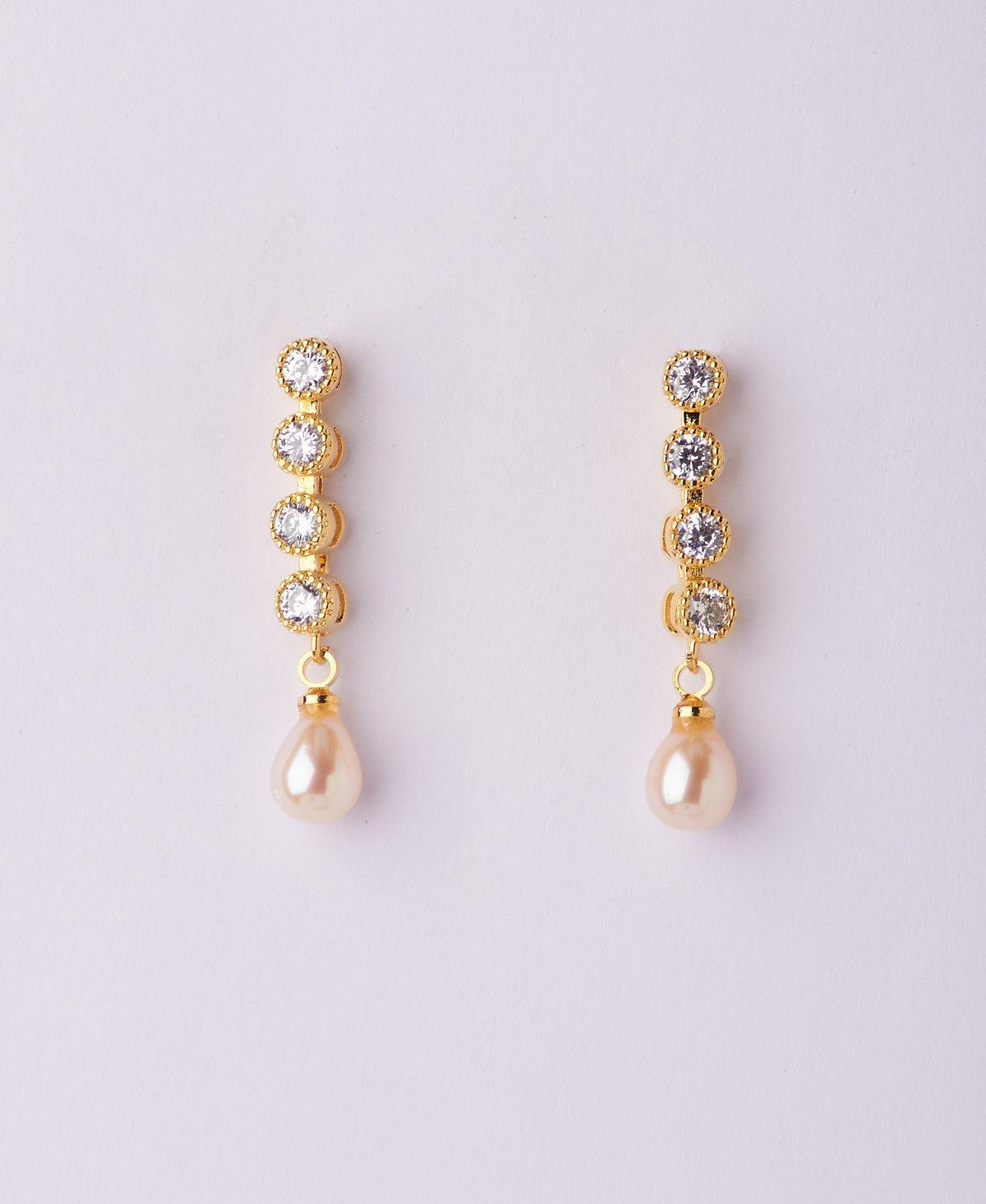 Trendy Stone Studded Pearl Earring - Chandrani Pearls