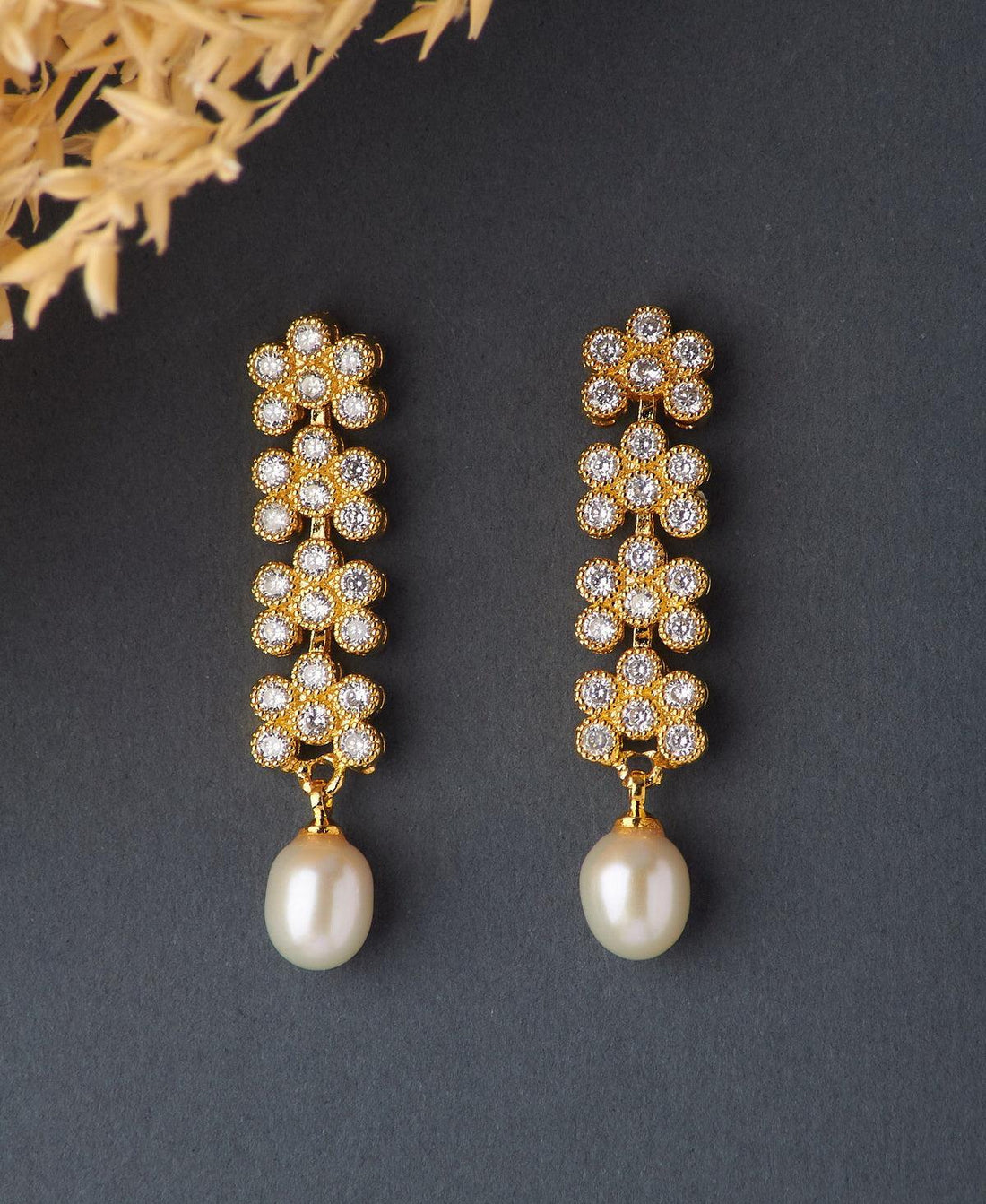Trendy Stone Studded Pearl Earring - Chandrani Pearls