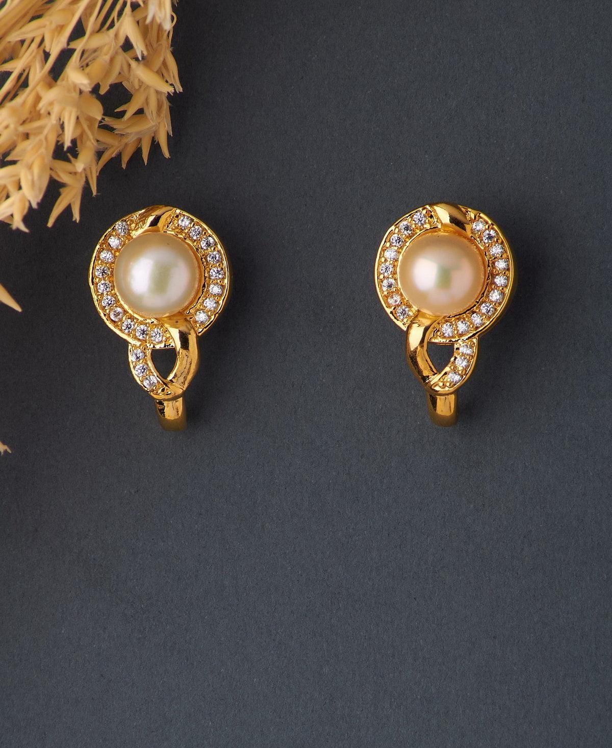 Trendy Stone Studded Pearl Earring - Chandrani Pearls