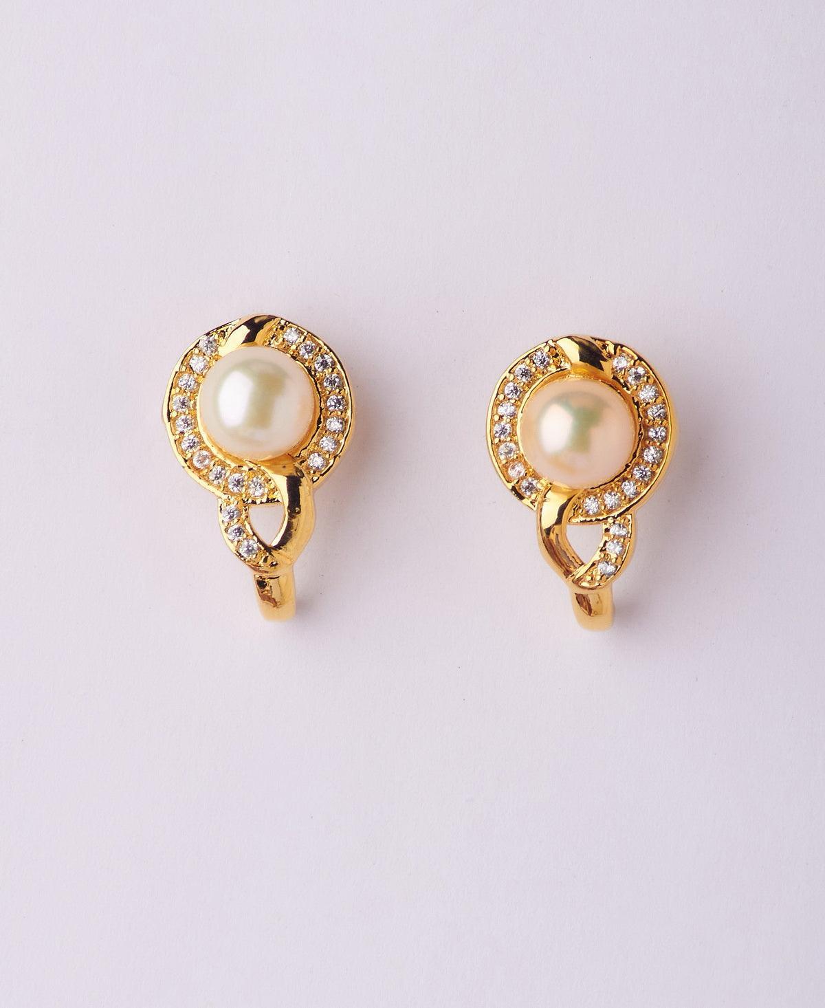 Trendy Stone Studded Pearl Earring - Chandrani Pearls