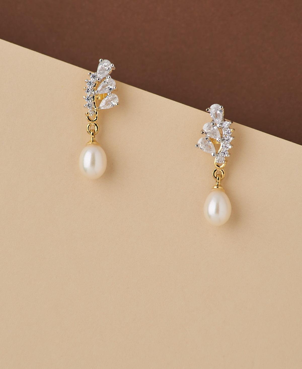 Trendy Stone Studded Pearl Earring - Chandrani Pearls