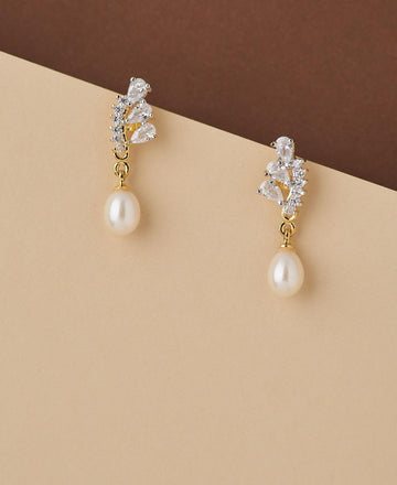 Trendy Stone Studded Pearl Earring - Chandrani Pearls