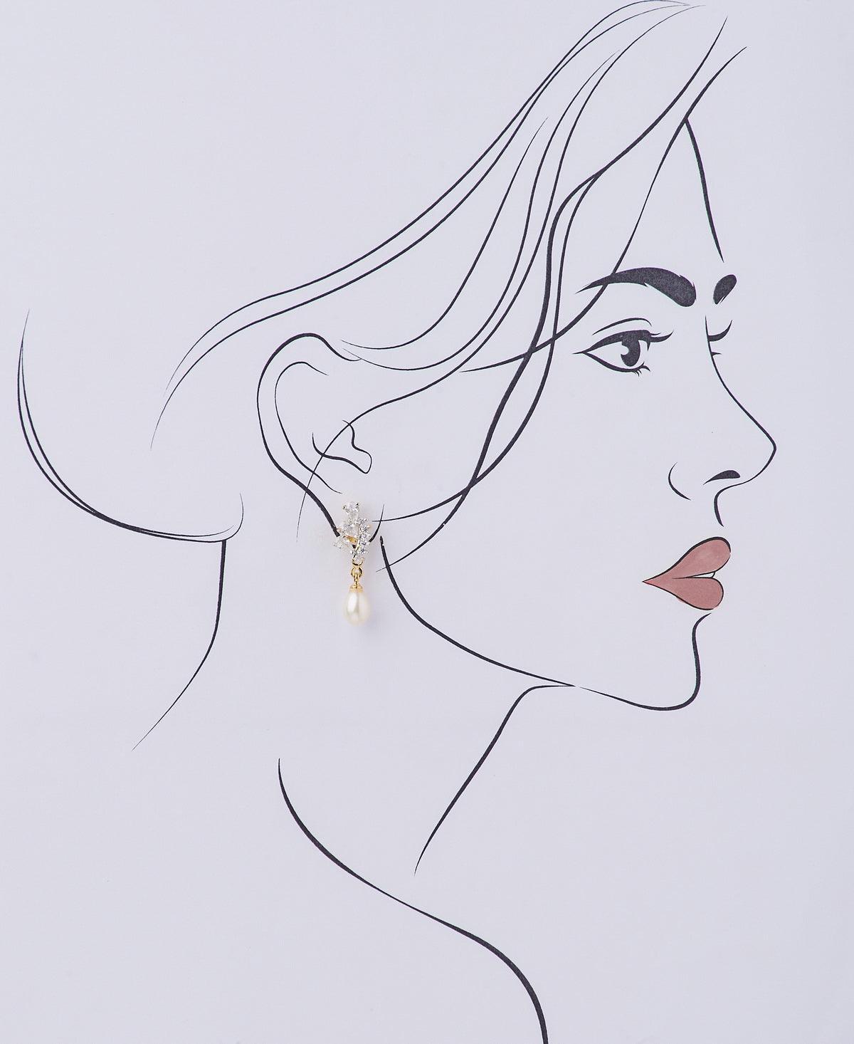 Trendy Stone Studded Pearl Earring - Chandrani Pearls