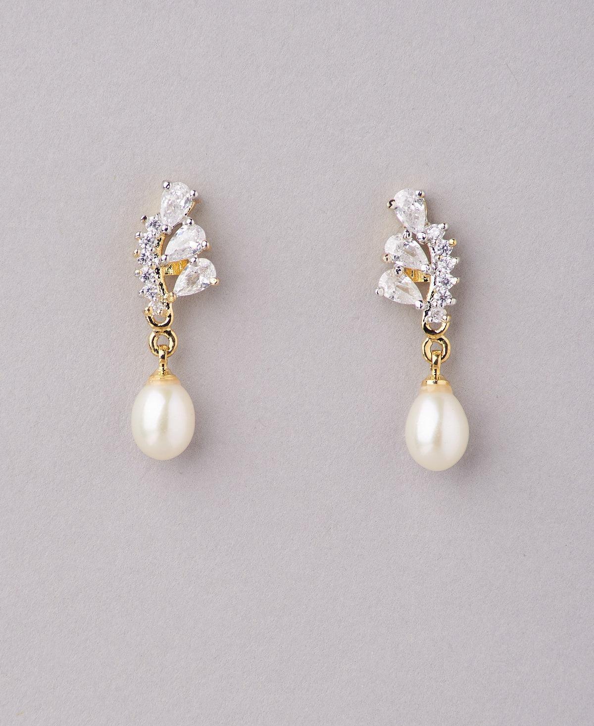 Trendy Stone Studded Pearl Earring - Chandrani Pearls