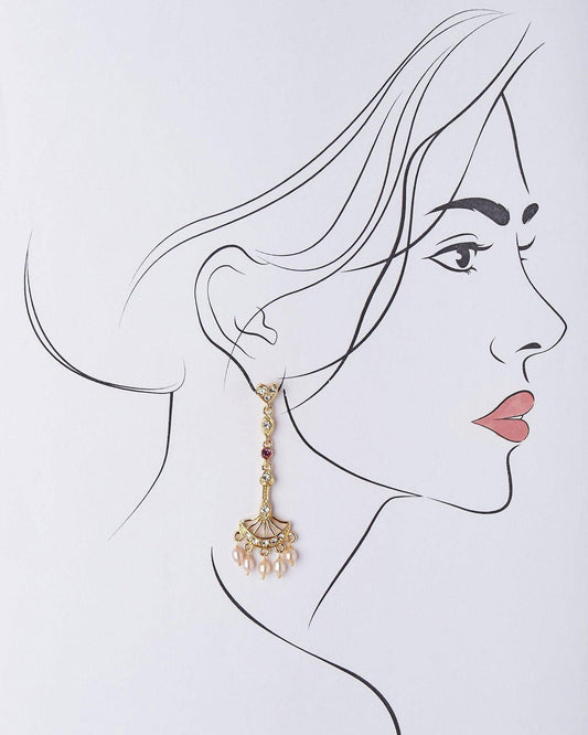 Trendy Stone Studded Pearl Earring - Chandrani Pearls