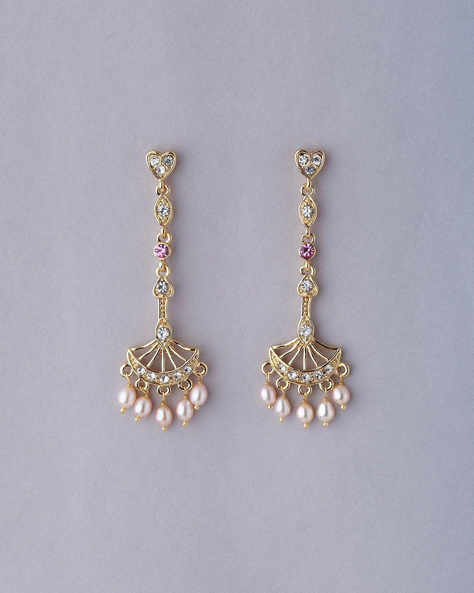Trendy Stone Studded Pearl Earring - Chandrani Pearls