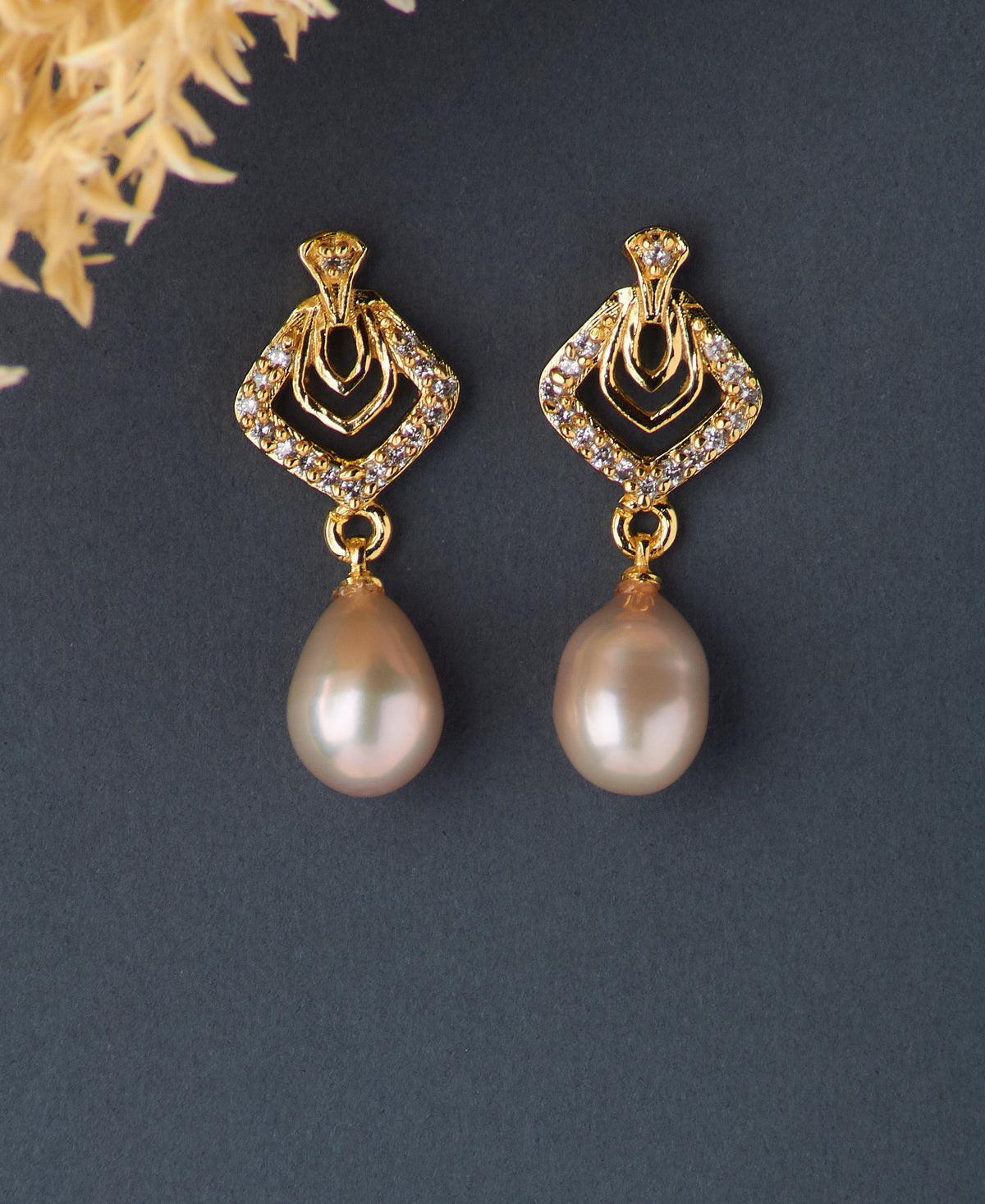 Trendy Stone Studded Pearl Hanging Earring - Chandrani Pearls