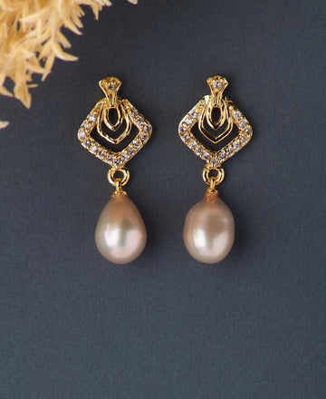Trendy Stone Studded Pearl Hanging Earring - Chandrani Pearls
