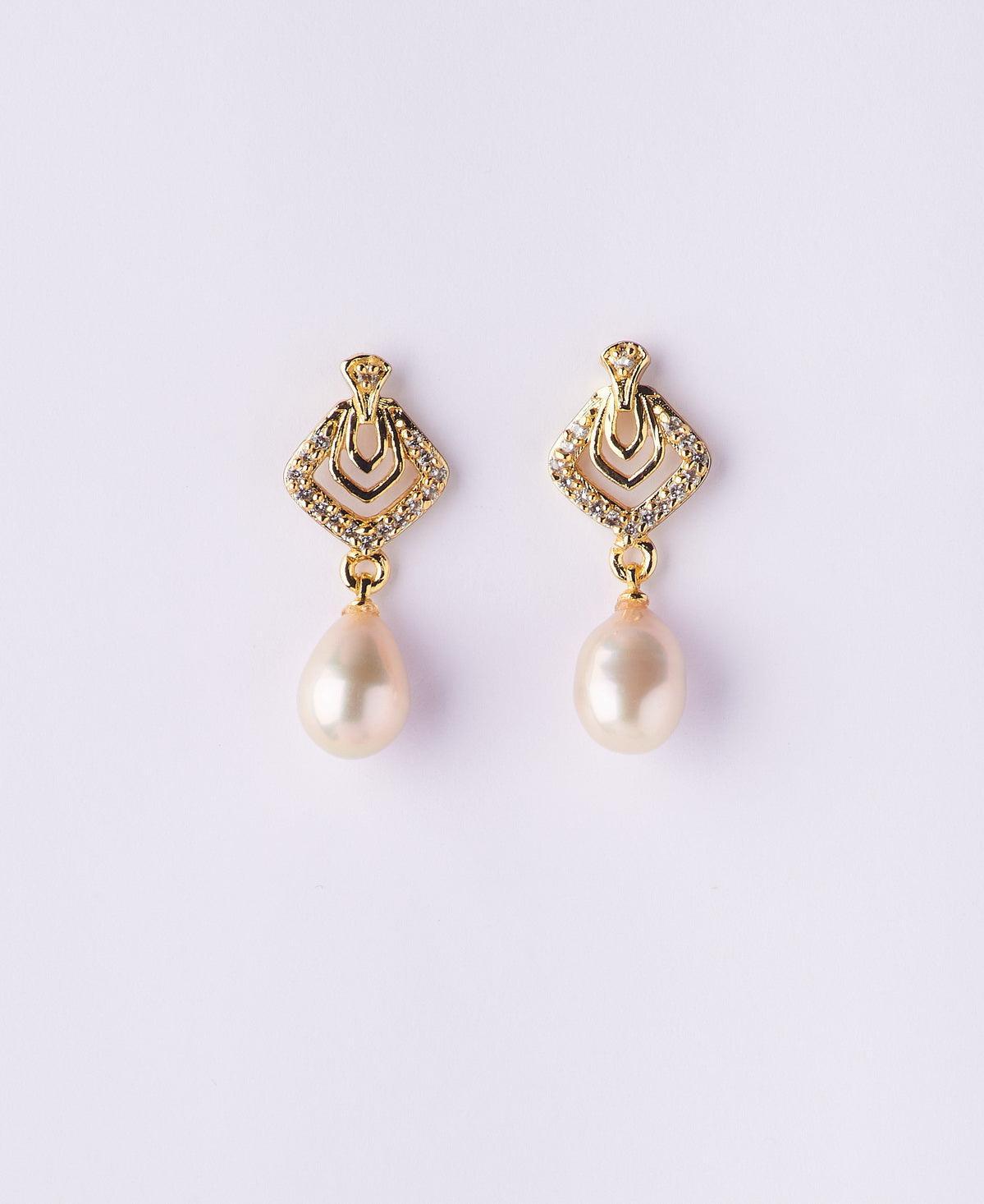 Trendy Stone Studded Pearl Hanging Earring - Chandrani Pearls