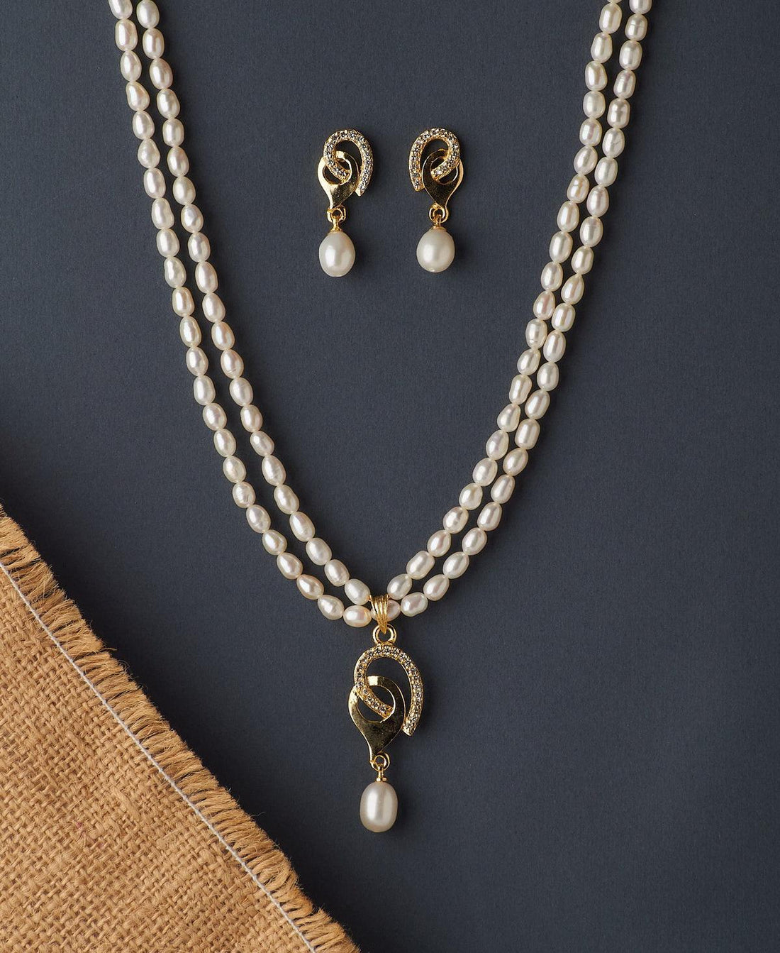 Trendy Stone Studded Pearl Necklace Set - Chandrani Pearls