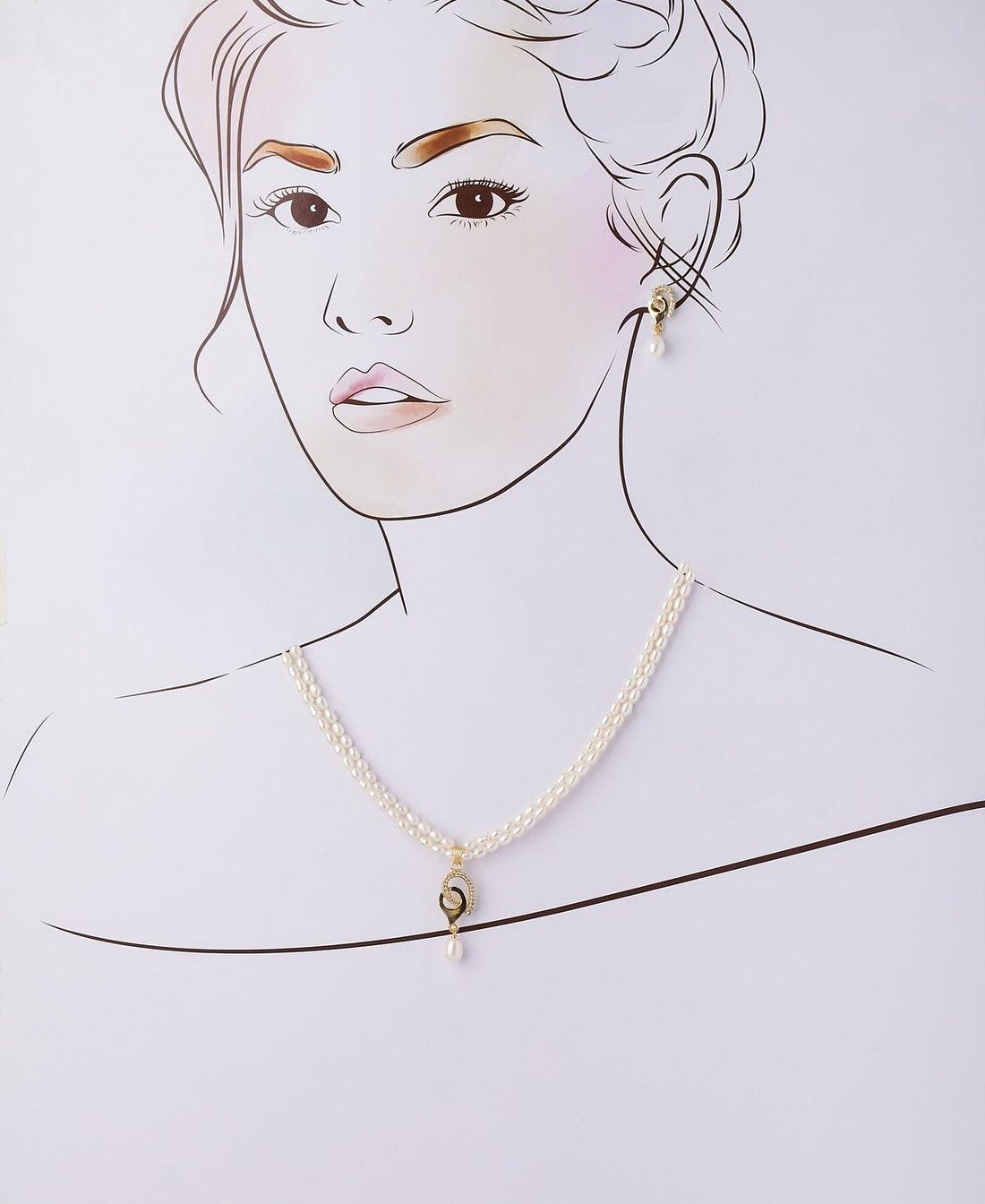 Trendy Stone Studded Pearl Necklace Set - Chandrani Pearls