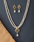 Trendy Stone Studded Pearl Necklace Set - Chandrani Pearls