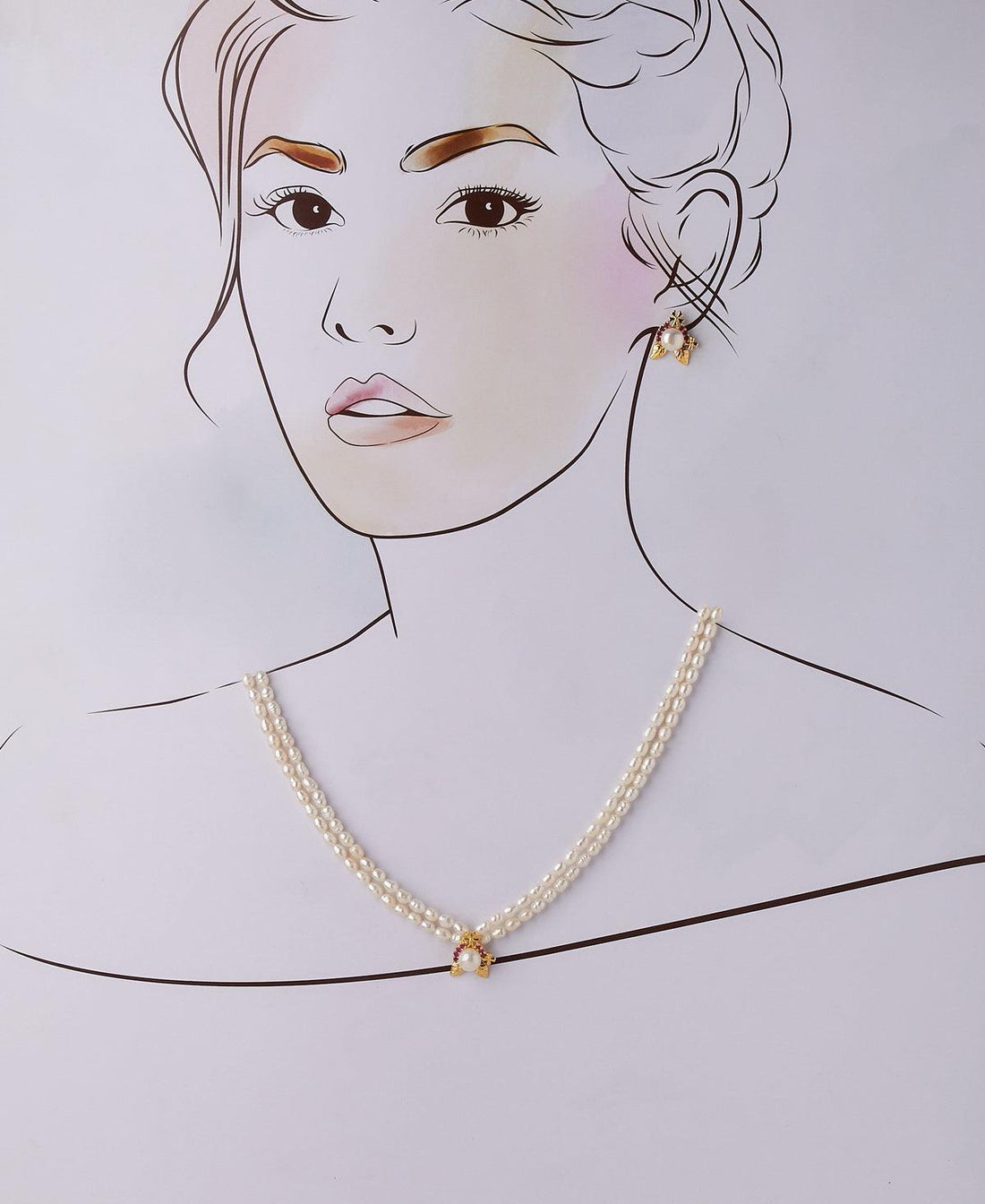 Trendy Stone Studded Pearl Necklace Set - Chandrani Pearls
