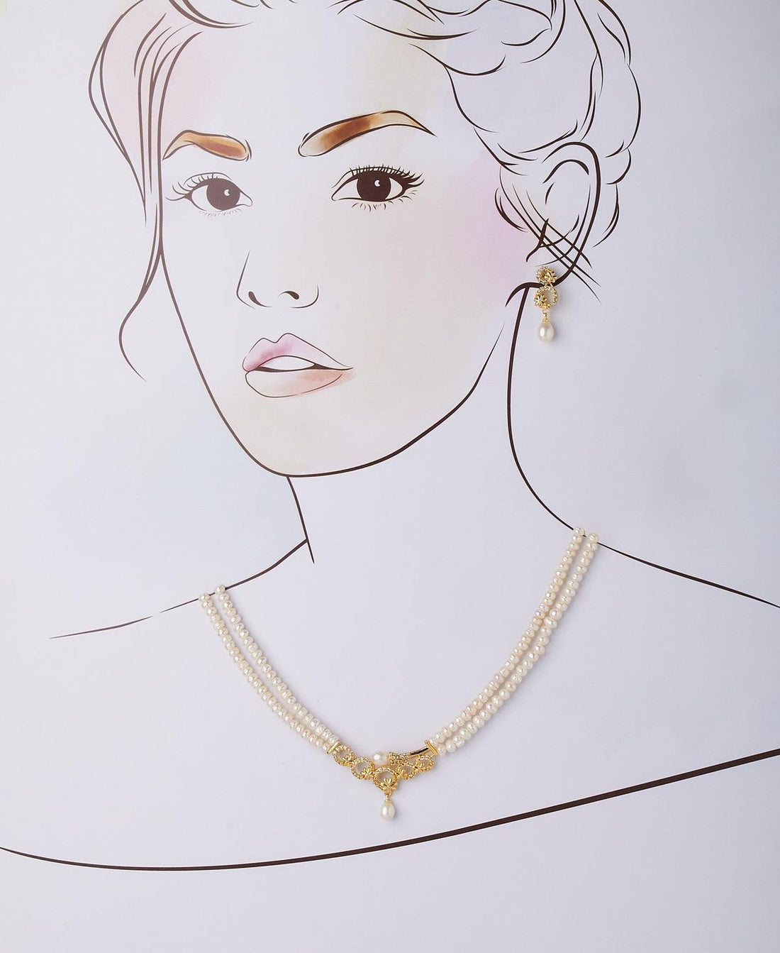 Trendy Stone Studded Pearl Necklace Set - Chandrani Pearls