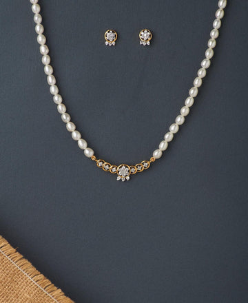 Trendy Stone Studded Pearl Necklace Set - Chandrani Pearls