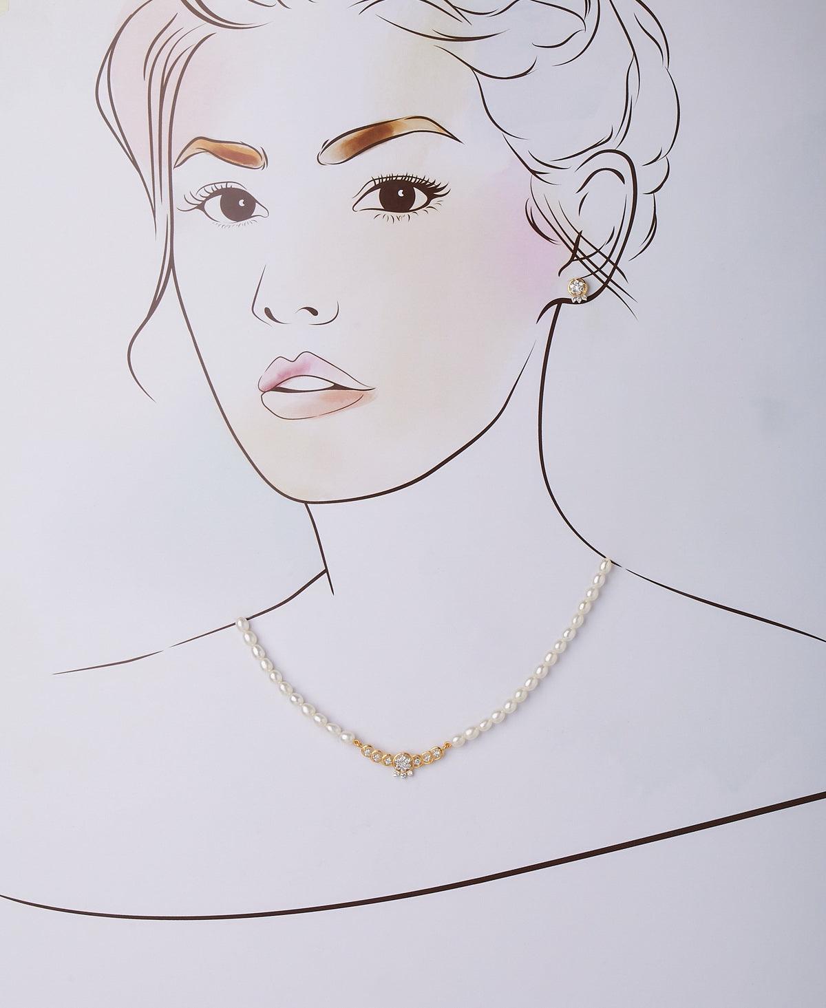 Trendy Stone Studded Pearl Necklace Set - Chandrani Pearls