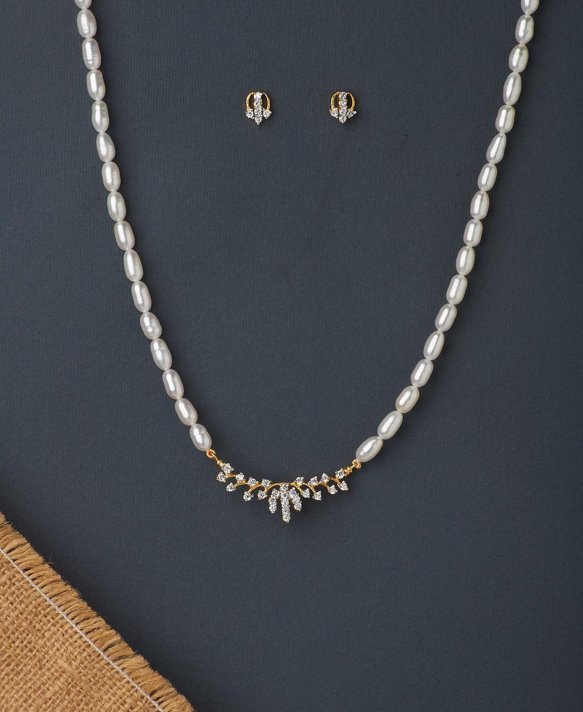 Trendy Stone Studded Pearl Necklace Set - Chandrani Pearls
