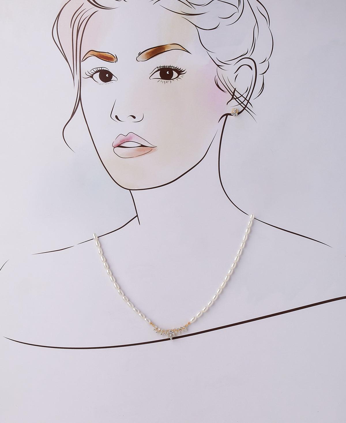 Trendy Stone Studded Pearl Necklace Set - Chandrani Pearls