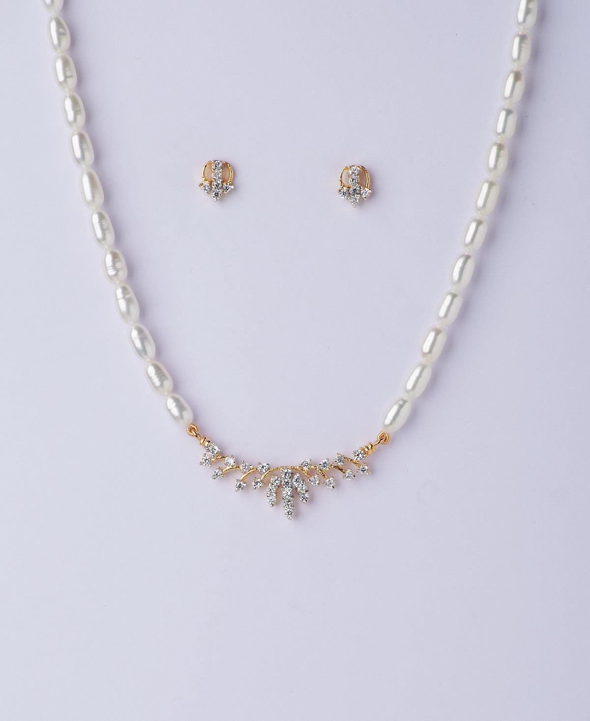 Trendy Stone Studded Pearl Necklace Set - Chandrani Pearls