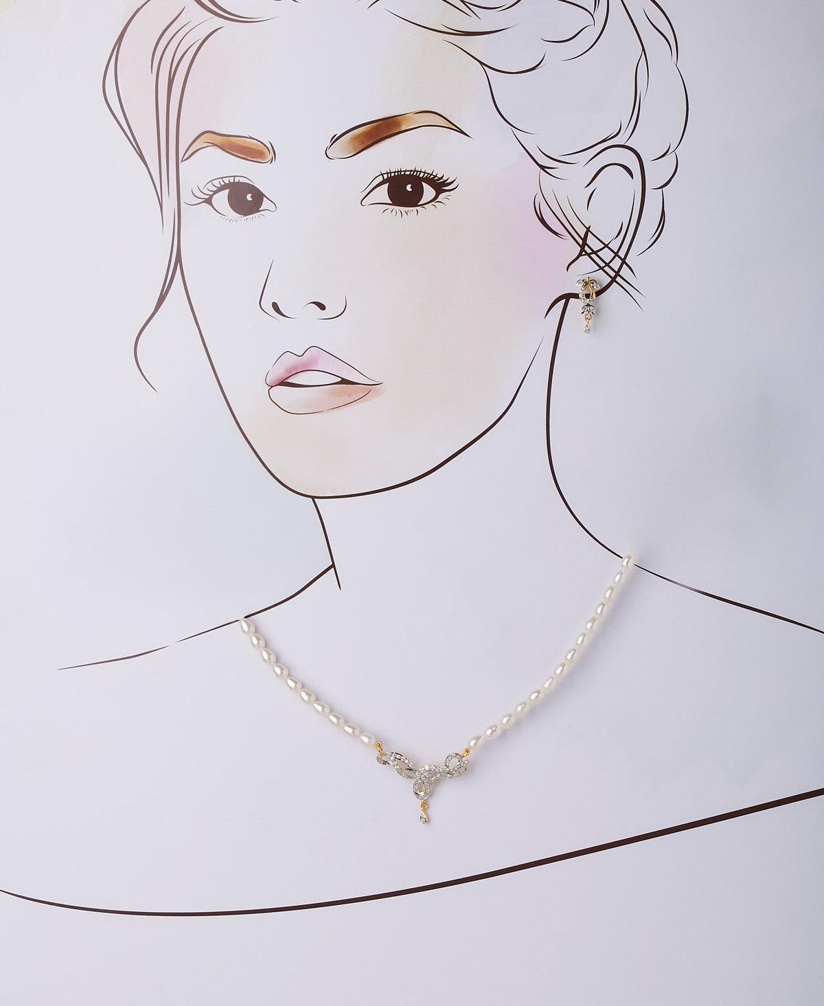 Trendy Stone Studded Pearl Necklace Set - Chandrani Pearls