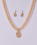Trendy Stone Studded Pearl Necklace Set - Chandrani Pearls