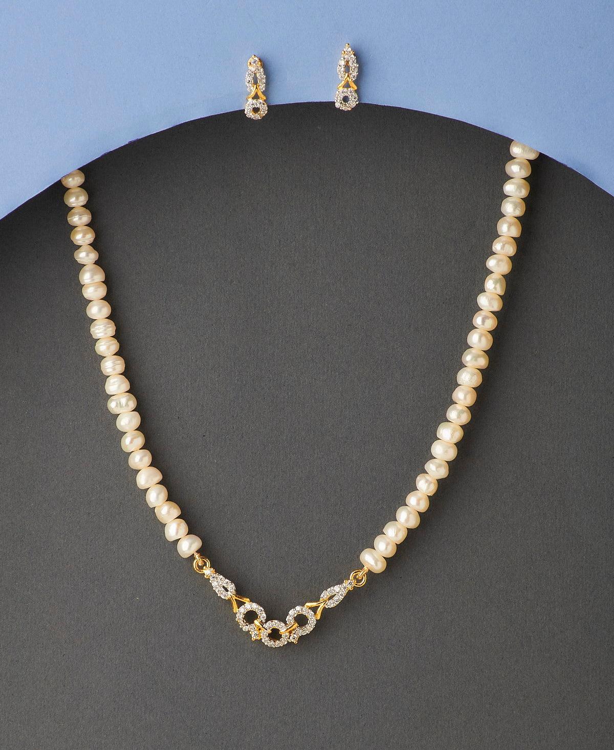 Trendy Stone Studded Pearl Necklace Set - Chandrani Pearls