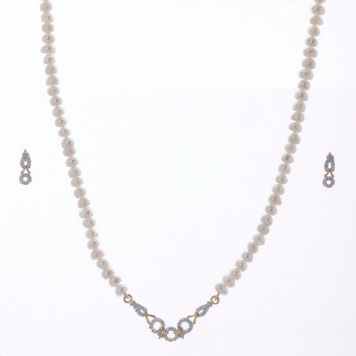 Trendy Stone Studded Pearl Necklace Set - Chandrani Pearls