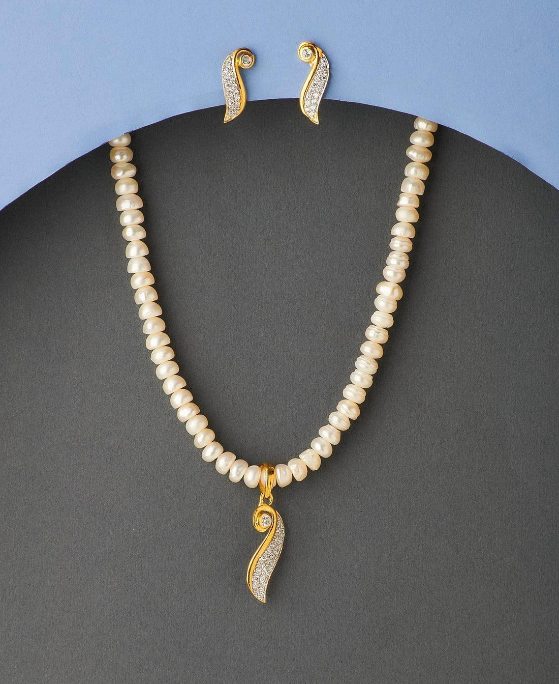 Trendy Stone Studded Pearl Necklace Set - Chandrani Pearls