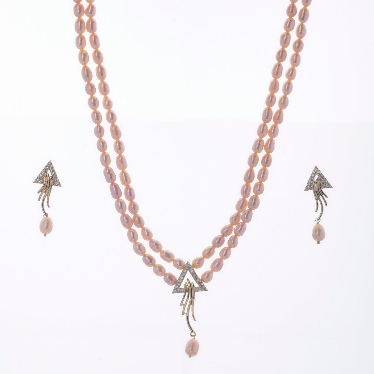 Trendy Stone Studded Pearl Necklace Set - Chandrani Pearls