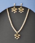 Trendy Stone Studded Pearl Necklace Set - Chandrani Pearls