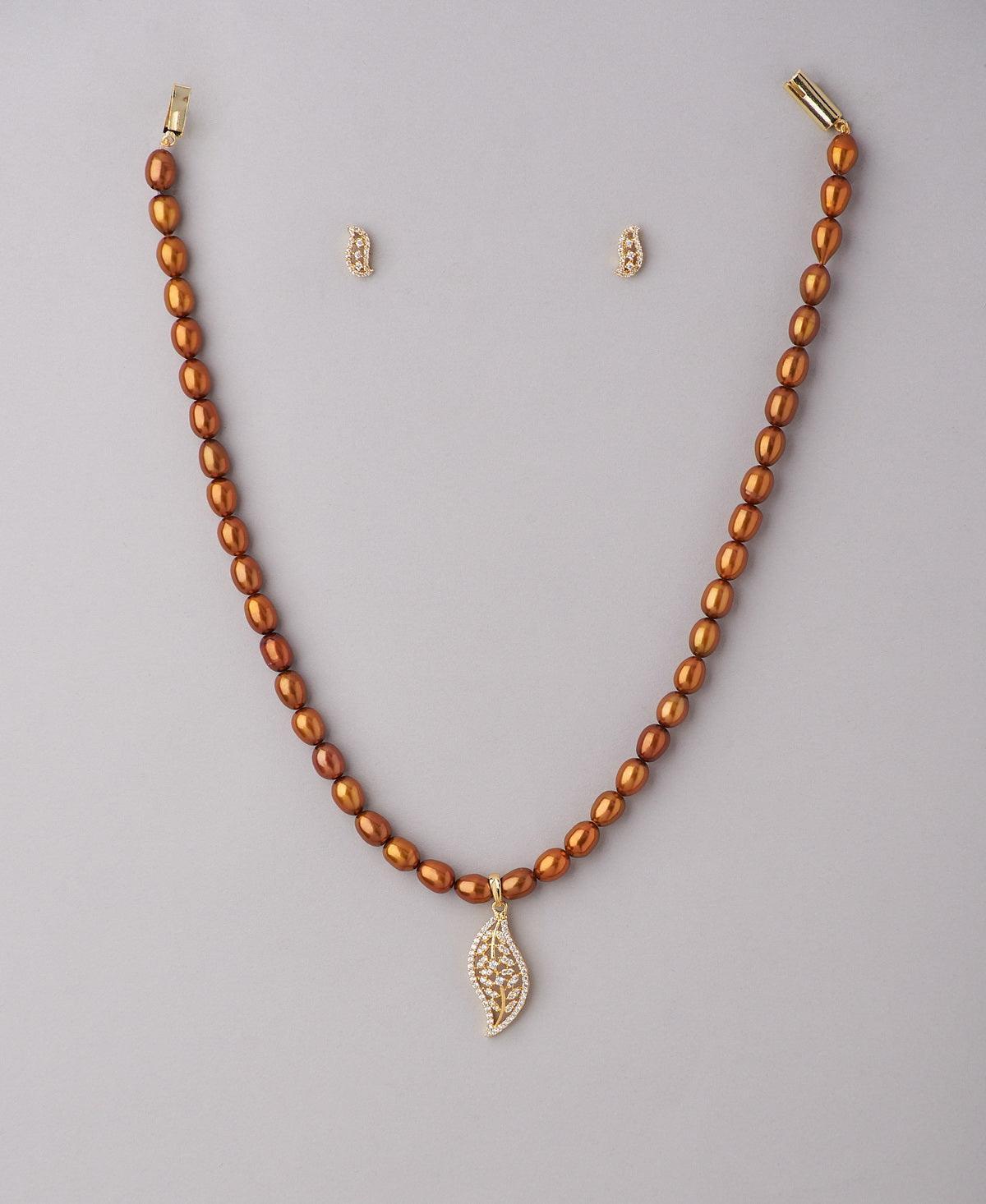 Trendy Stone Studded Pearl Necklace Set - Chandrani Pearls