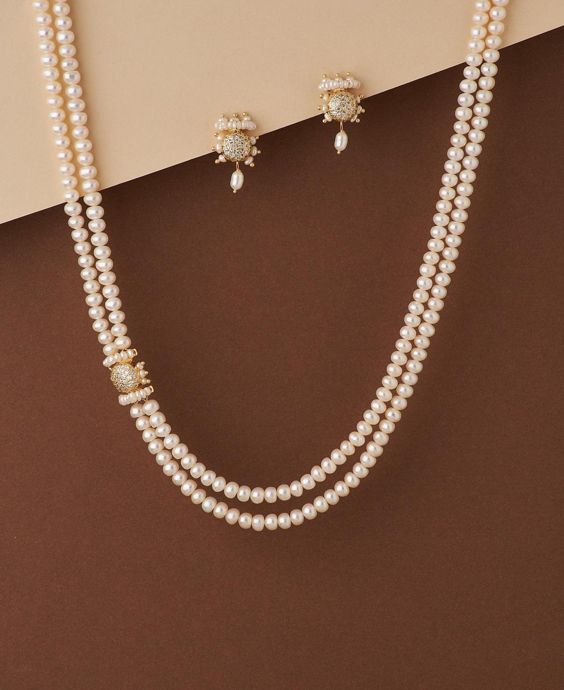 Trendy Stone Studded Pearl Necklace Set - Chandrani Pearls