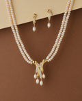 Trendy Stone Studded Pearl Necklace Set - Chandrani Pearls