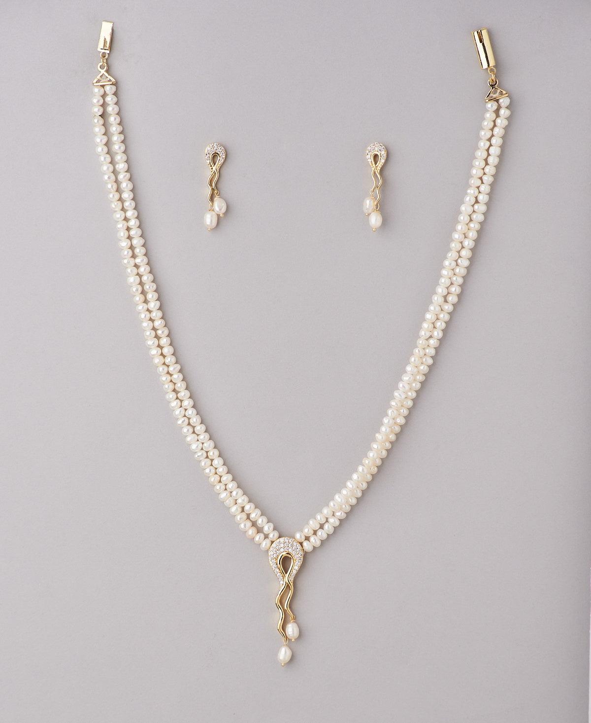 Trendy Stone Studded Pearl Necklace Set - Chandrani Pearls