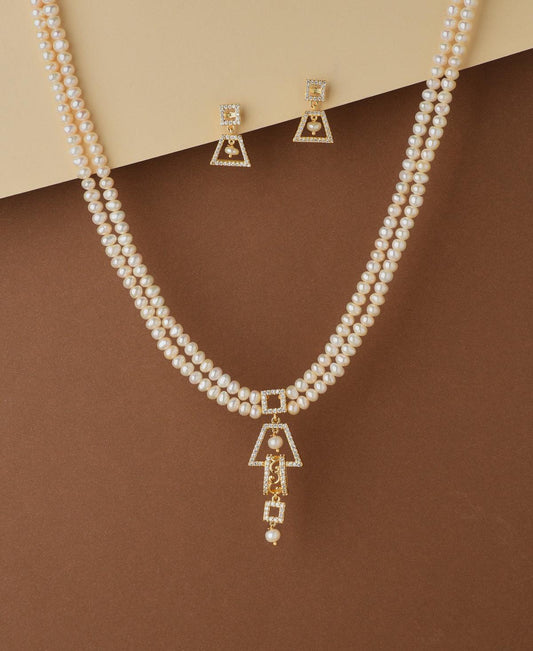 Trendy Stone Studded Pearl Necklace Set - Chandrani Pearls