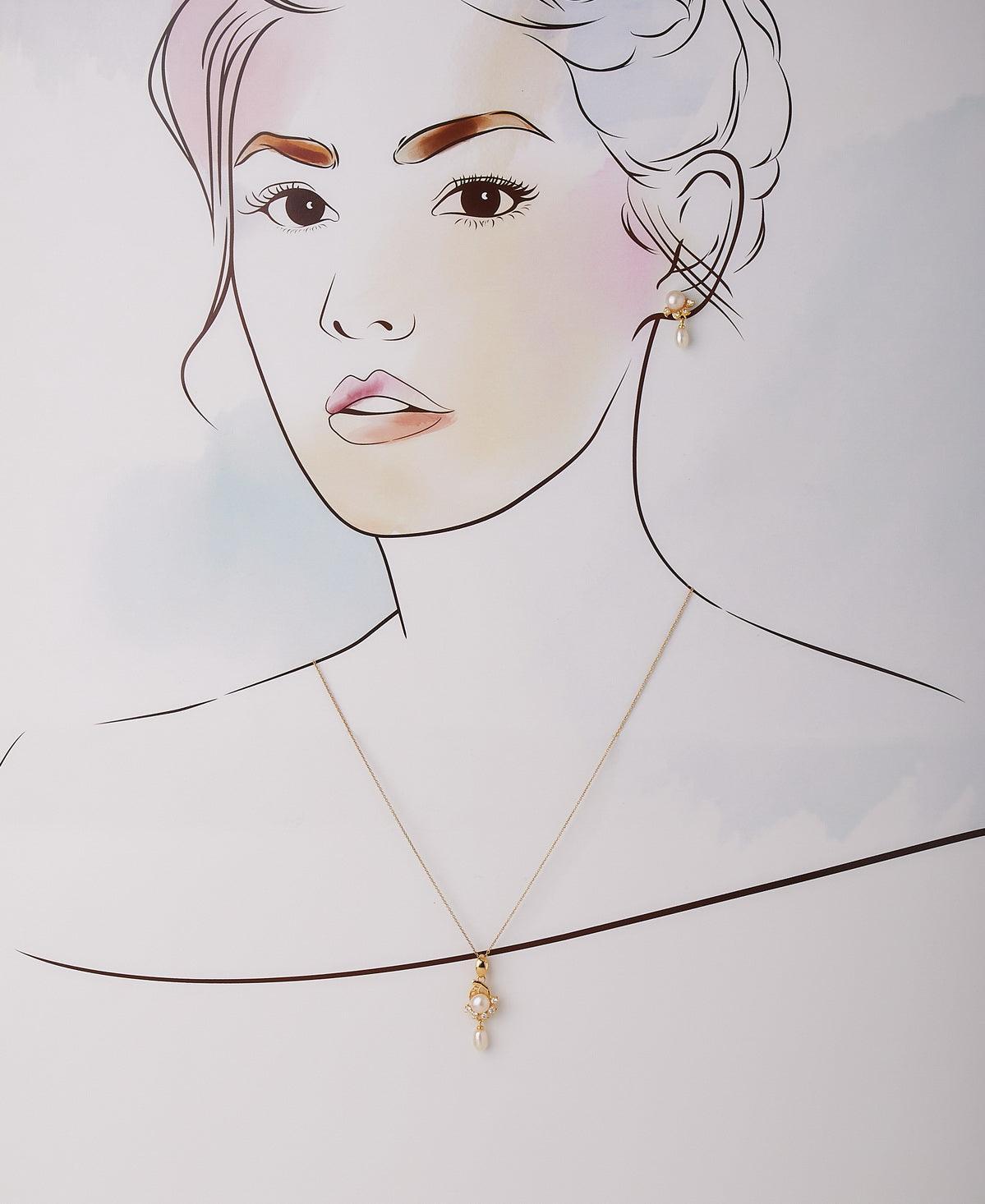 Trendy Stone Studded Pearl Pendant Set - Chandrani Pearls