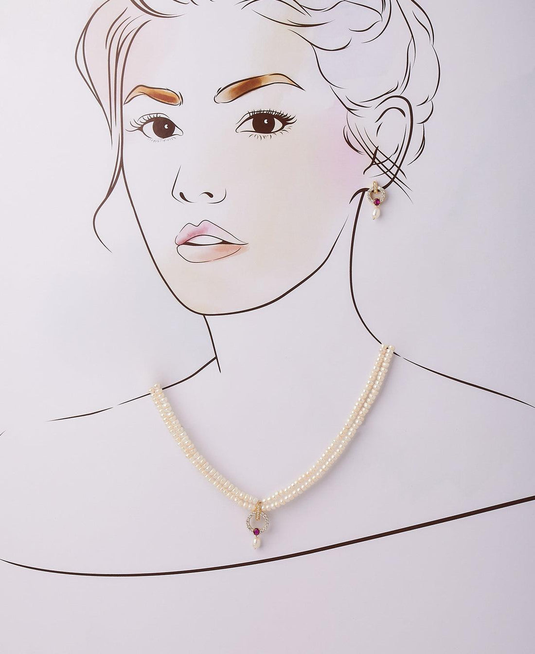 Trendy Stone Studded Pendant Set - Chandrani Pearls