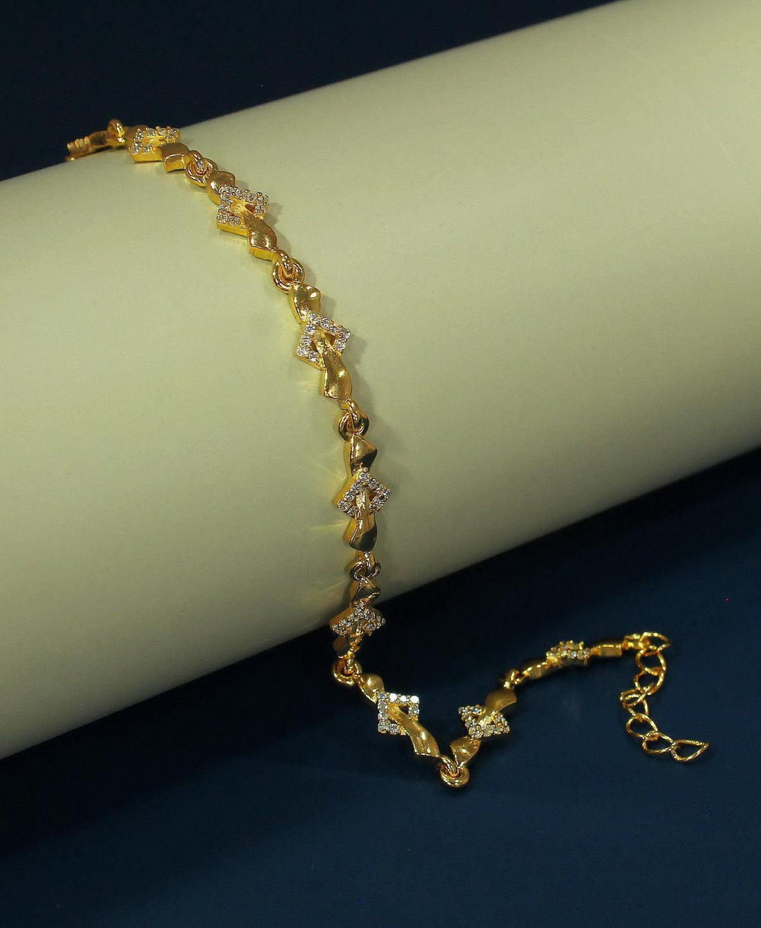 Trendy Stone Studded Silver Bracelet - Chandrani Pearls