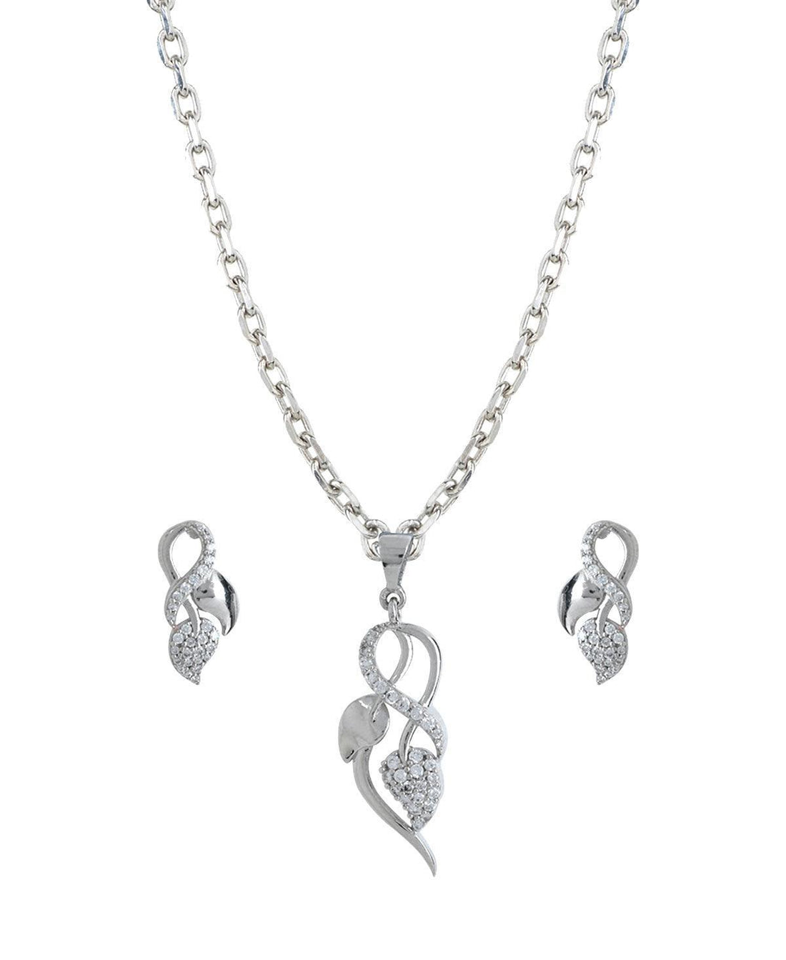 Trendy Stone Studded Silver Pendant Set - Chandrani Pearls