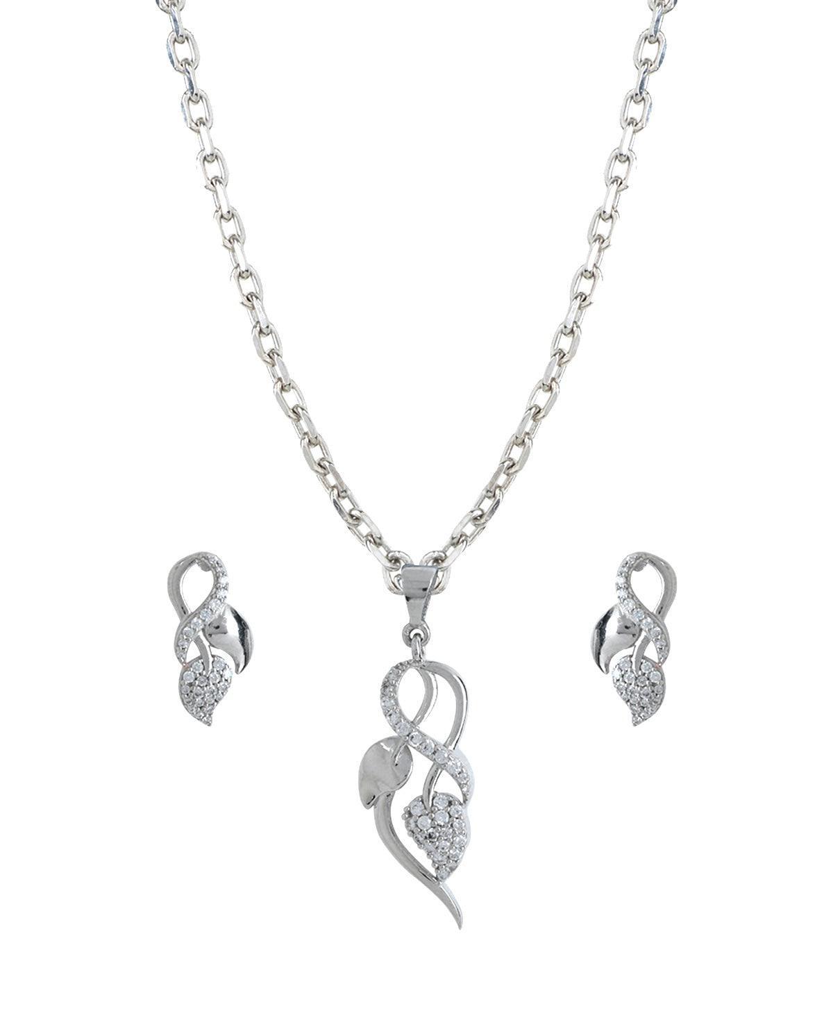 Trendy Stone Studded Silver Pendant Set - Chandrani Pearls