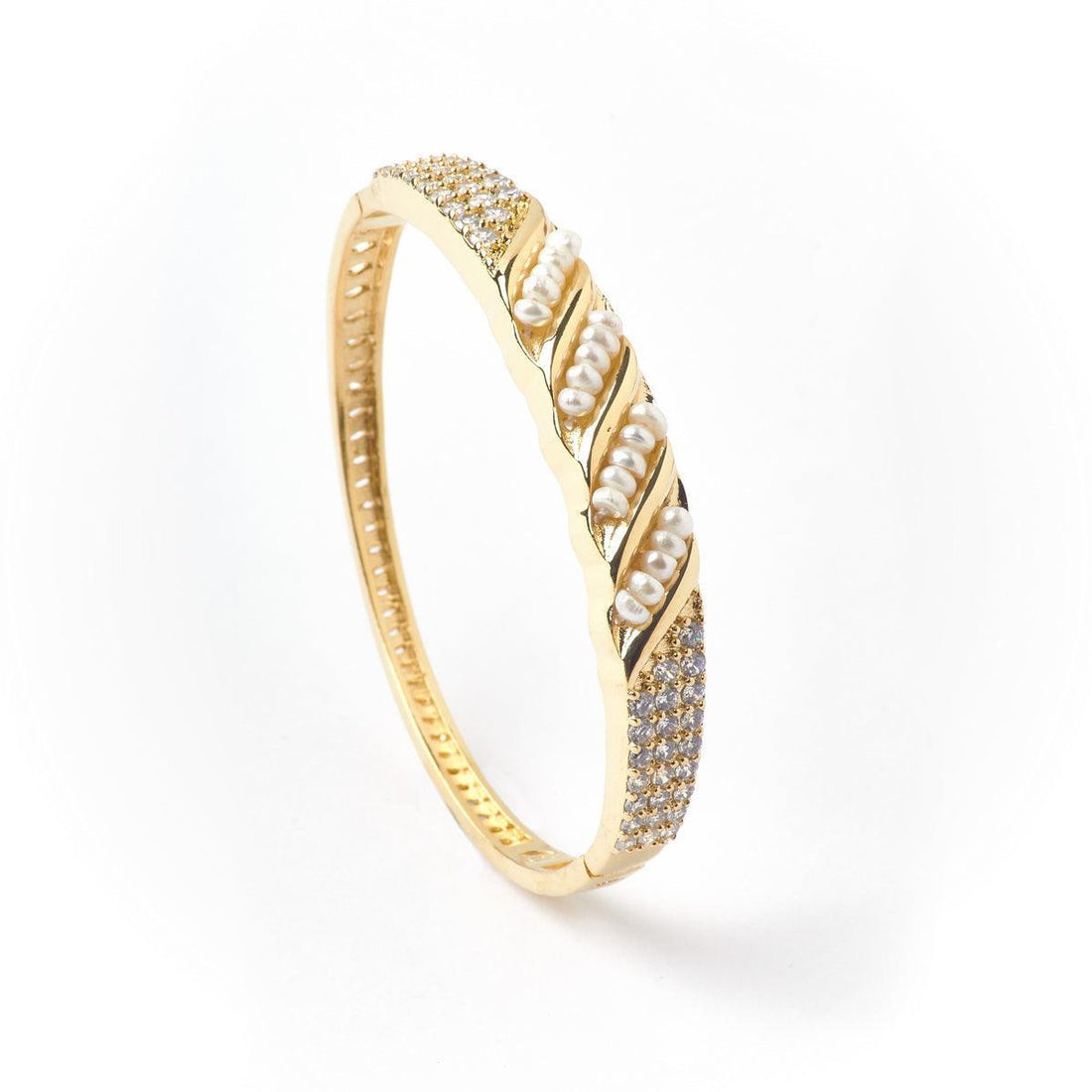 Trendy Stone studded Metallic Pearl Bangle - Chandrani Pearls