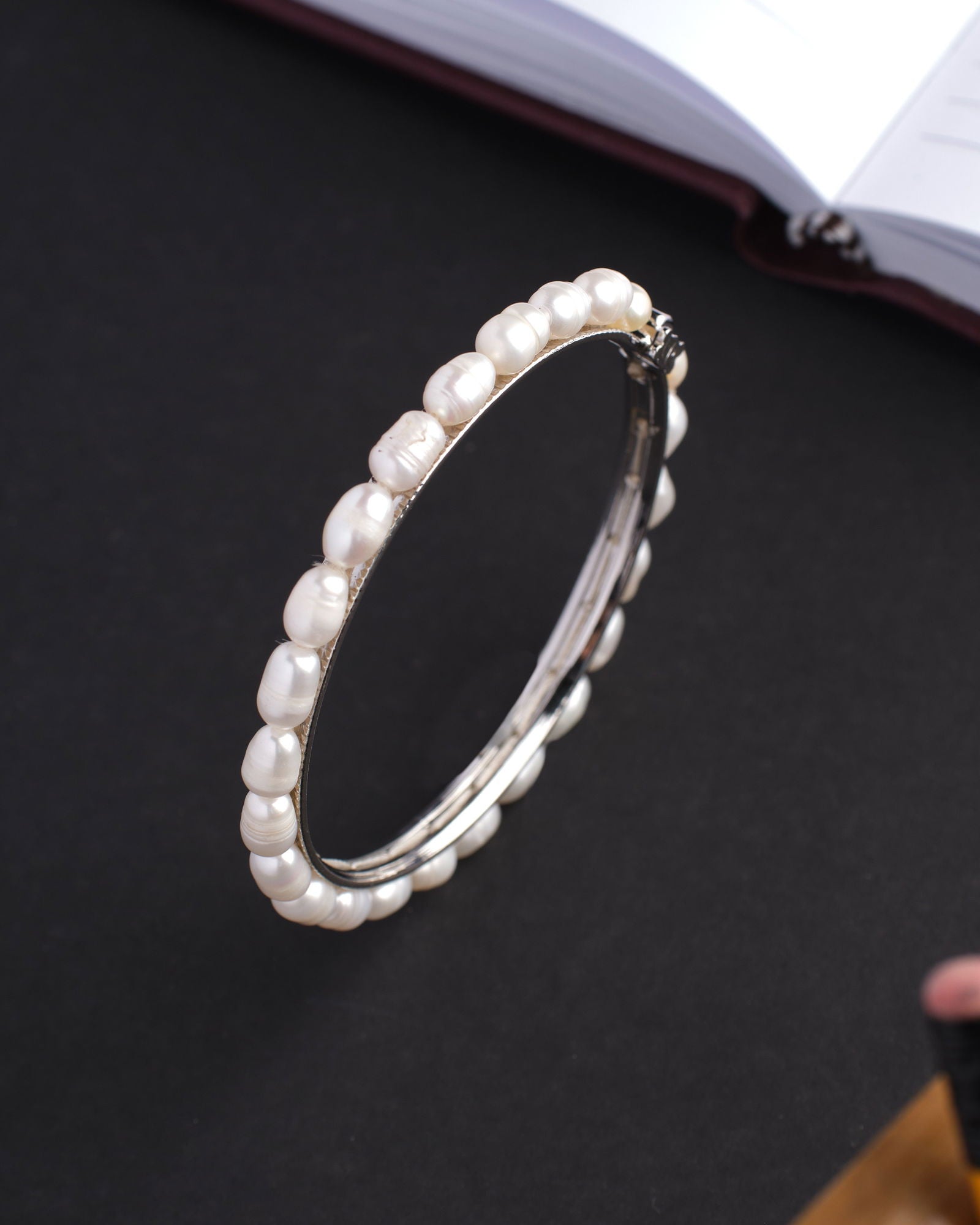 Trendy White Pearl Bangle - Chandrani Pearls