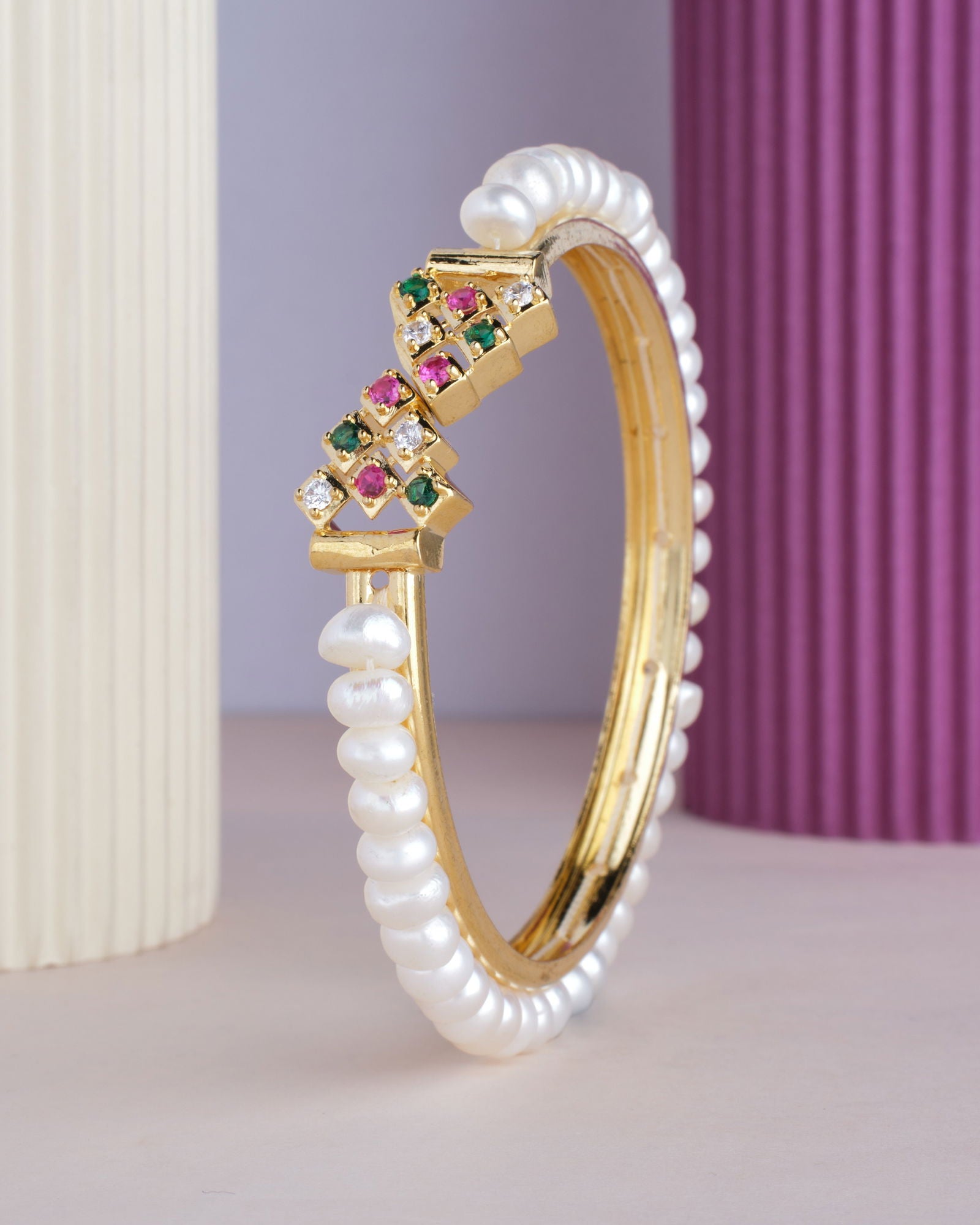 Trendy White Pearl Bangle - Chandrani Pearls