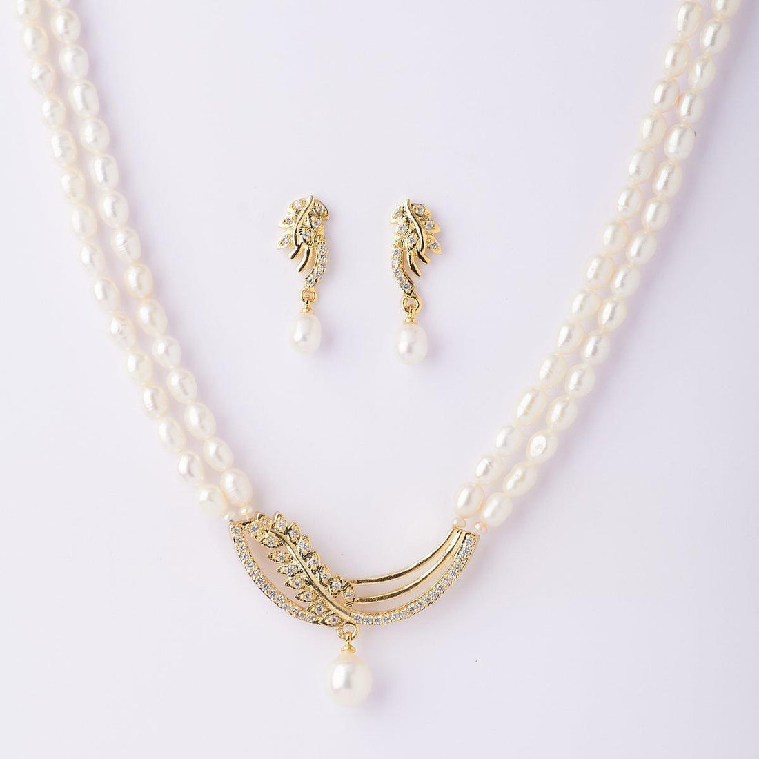 Trendy leaf Real Pearl Necklace Set - Chandrani Pearls