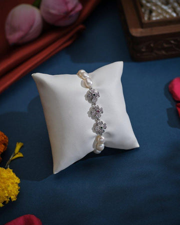 Triple Floral Pearl Bracelet - Chandrani Pearls