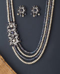 Triple Florial Gorgeous White/Black Pearl Necklace Set - Chandrani Pearls