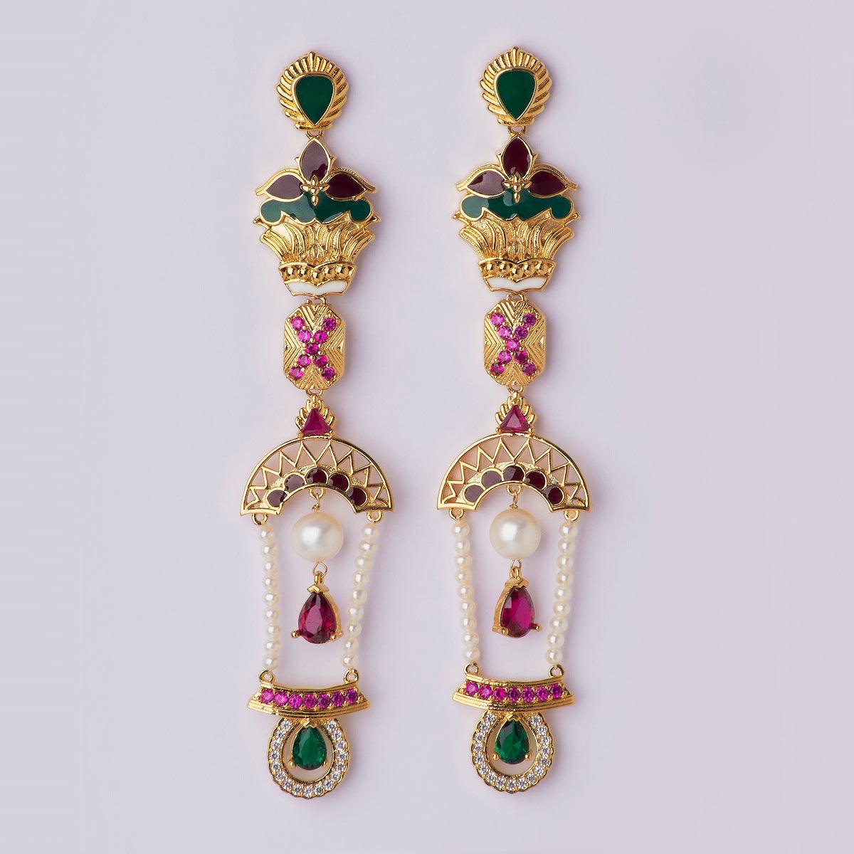 Viha Garland AD Pearl Jhumka - Chandrani Pearls