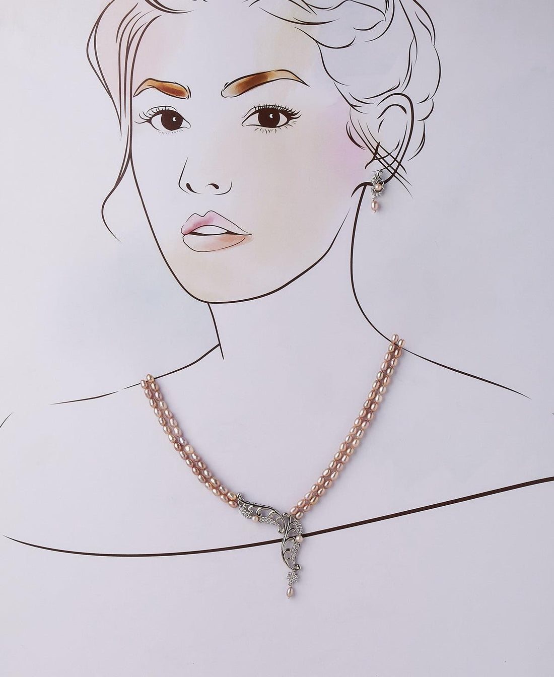 Vintage Stone Studded Pearl Necklace Set - Chandrani Pearls