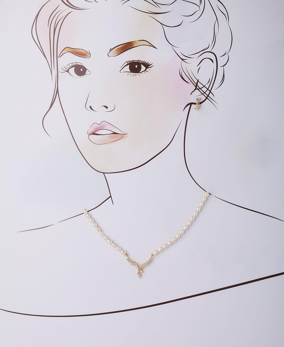 Vintage Stone Studded Pearl Necklace Set - Chandrani Pearls