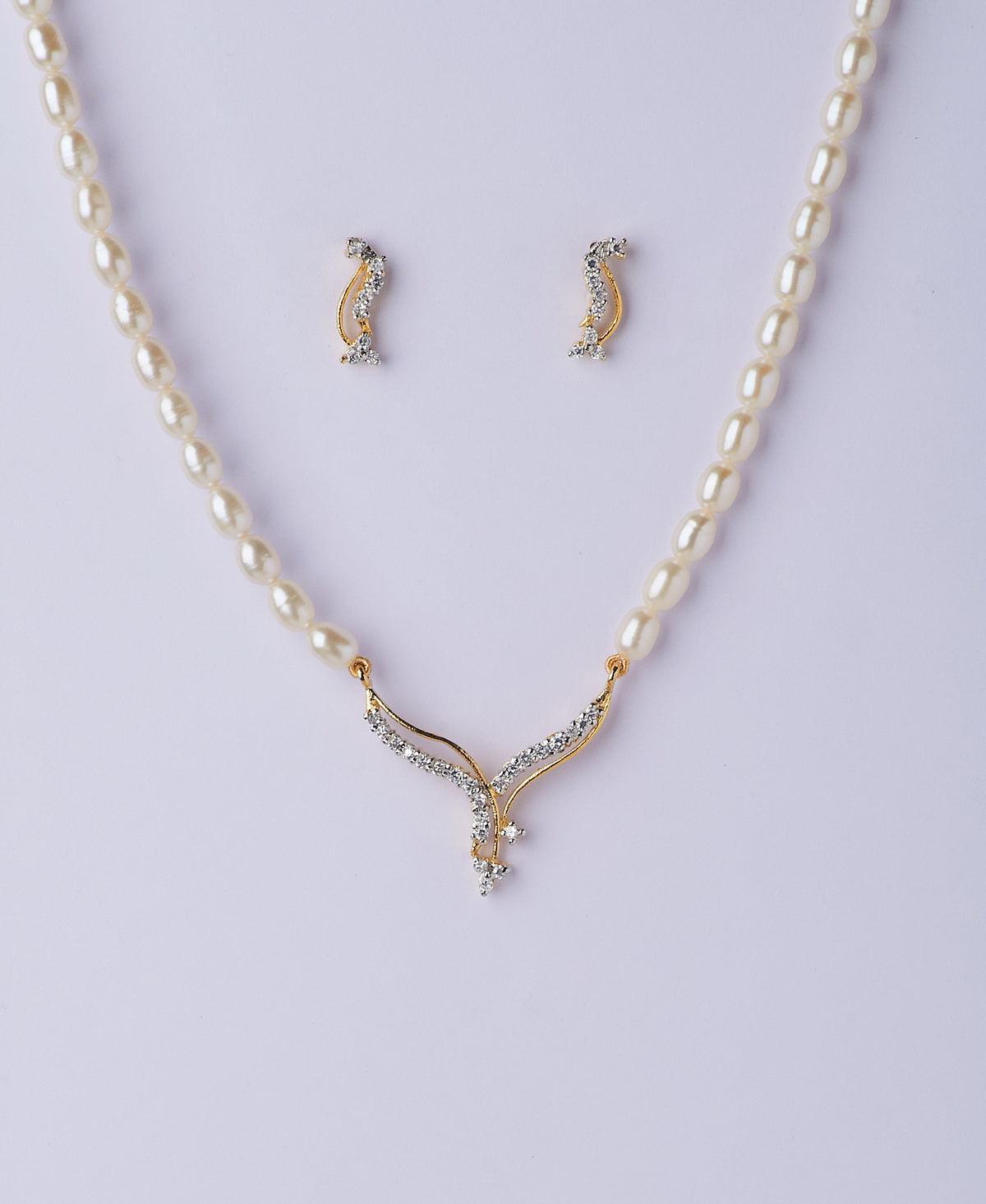 Vintage Stone Studded Pearl Necklace Set - Chandrani Pearls